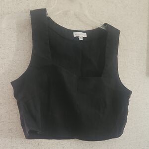 Gianni Bini Black Square-Neck Crop Tank